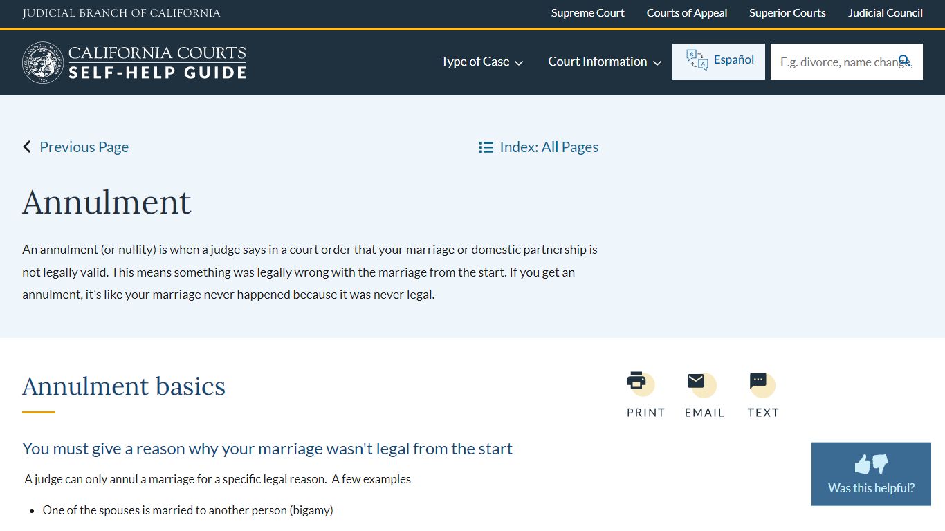 Annulment | California Courts | Self Help Guide